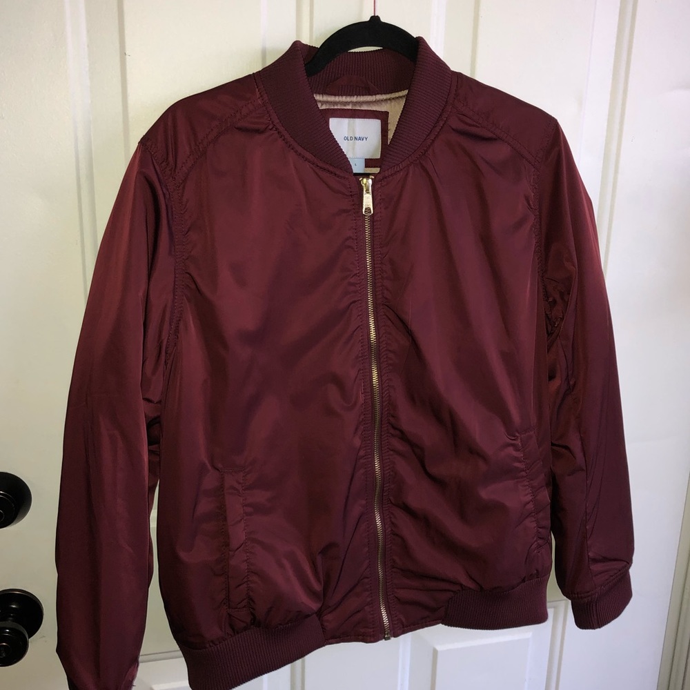 Burgundy/Rose Gold Women’s Bomber Jacket